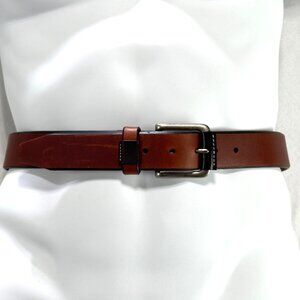 JOHNSTON & MURPHY Mens Brown Leather Belt With Silver Buckle Size 34"